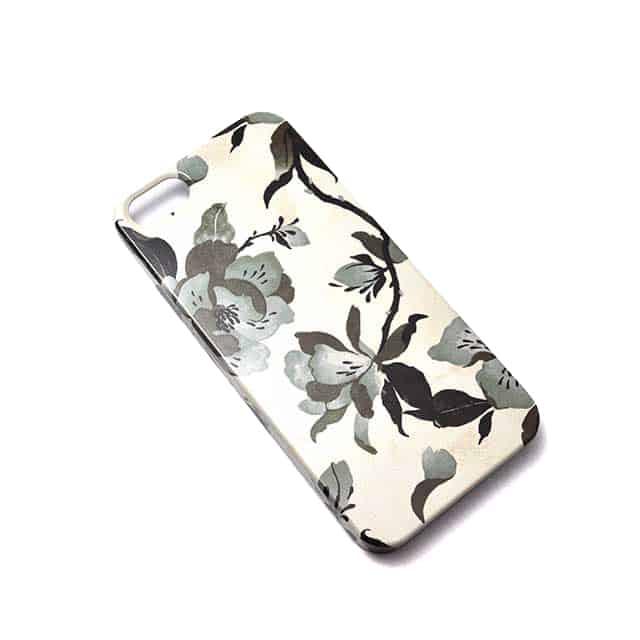 Black Magnolia Pattern iPhone SEケース